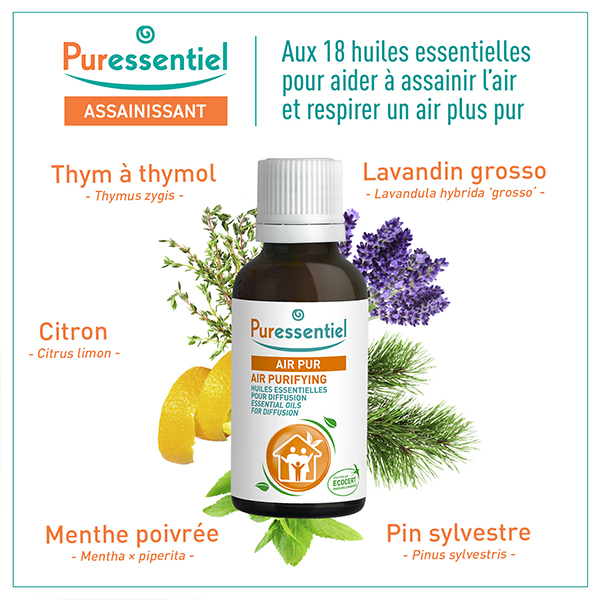 Puressentiel Diffusion Mélange Huiles Essentielles Diffuse Air Pur 30ml ...