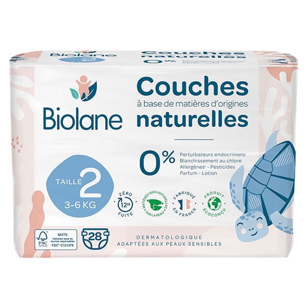 SOLDES 2024 : Biolane Couches Naturelles 28 Couches Taille 2 (3-6 Kg) pas  cher