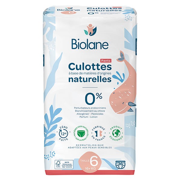 BIOLANE - Couches culottes - Taille 6 (16+ kg) - Zéro fuite pendant 12h -  Pack 1 mois - 108 Couches Pants - Eco-responsable - Fabriquées en France :  : Bébé et Puériculture