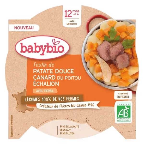 Babybio Repas Midi Assiette Festin Patate Douce Canard Et Echalion +12M Bio  230G | Pas Cher