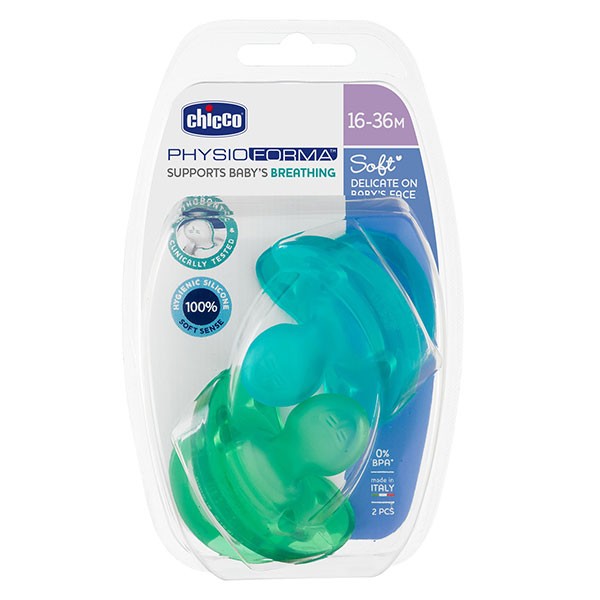 Chicco Sucette Physio Air Silicone Phosphorescent +0 Vert Bleu + Boîte de  Stérilisation